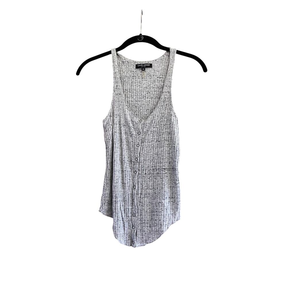 David Lerner Grey Marled Snap Button Front Tank Size XS